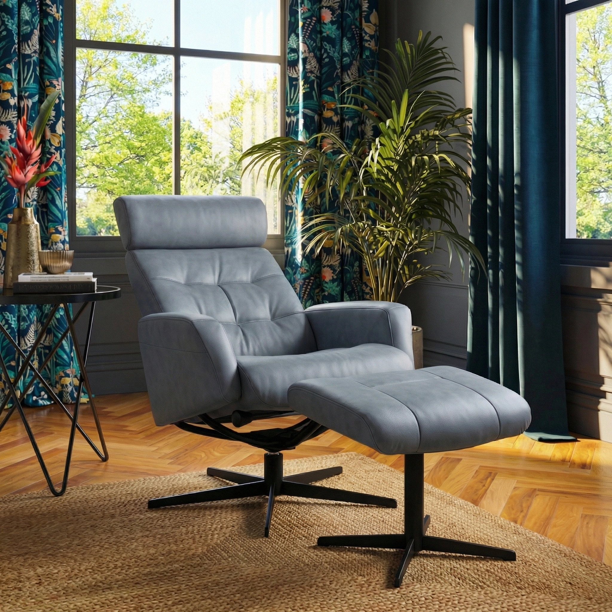 Dido Large Recliner Chair & Footstool Stock