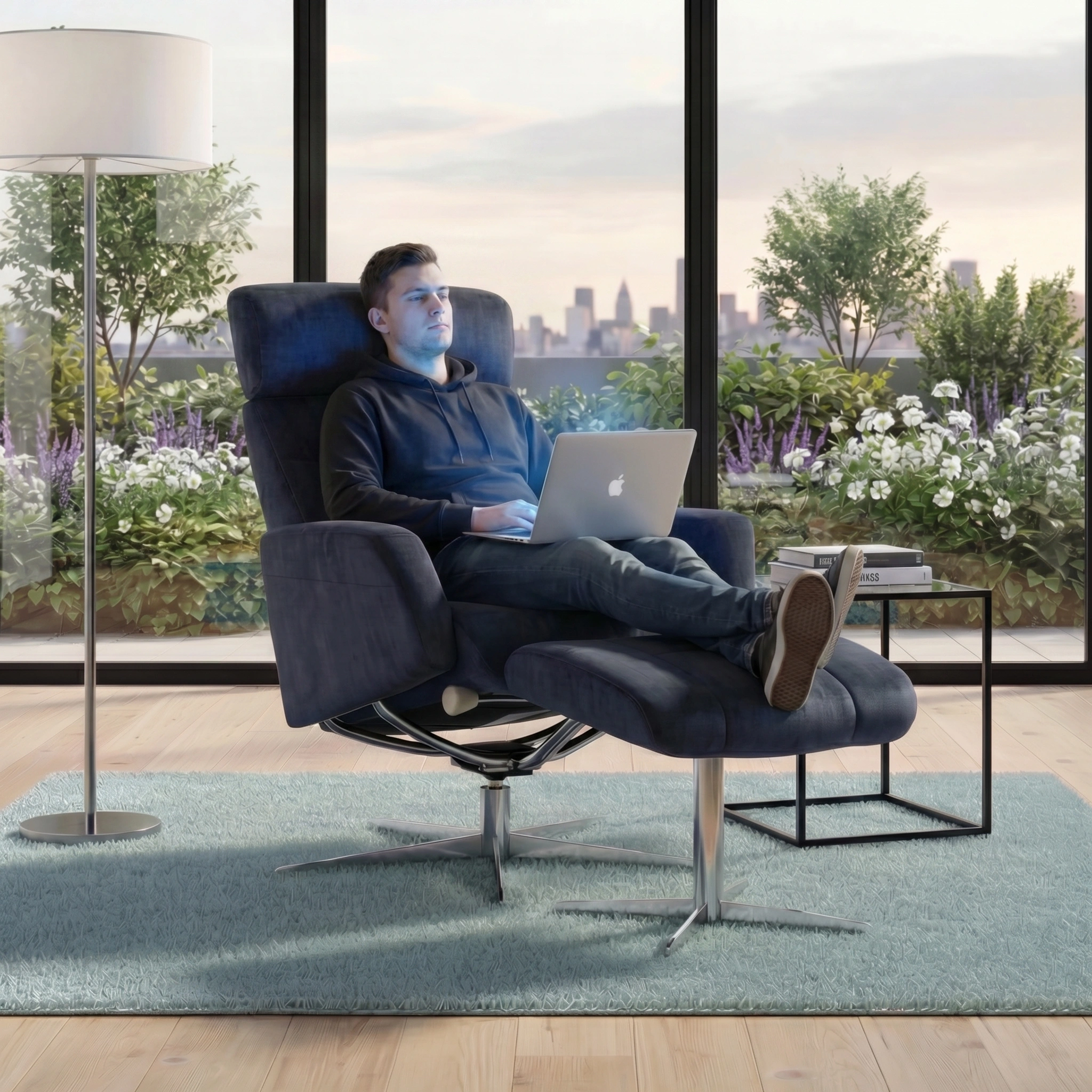 Dido Large Recliner Chair & Footstool Stock
