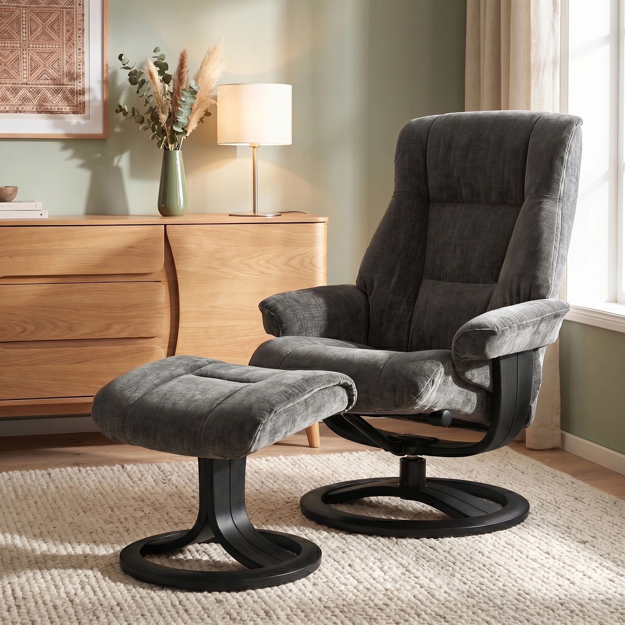 Clara Medium Recliner Chair & Footstool Stock