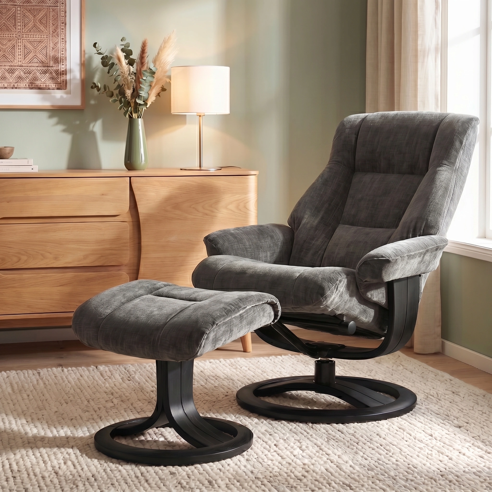Clara Large Recliner Chair & Footstool Stock