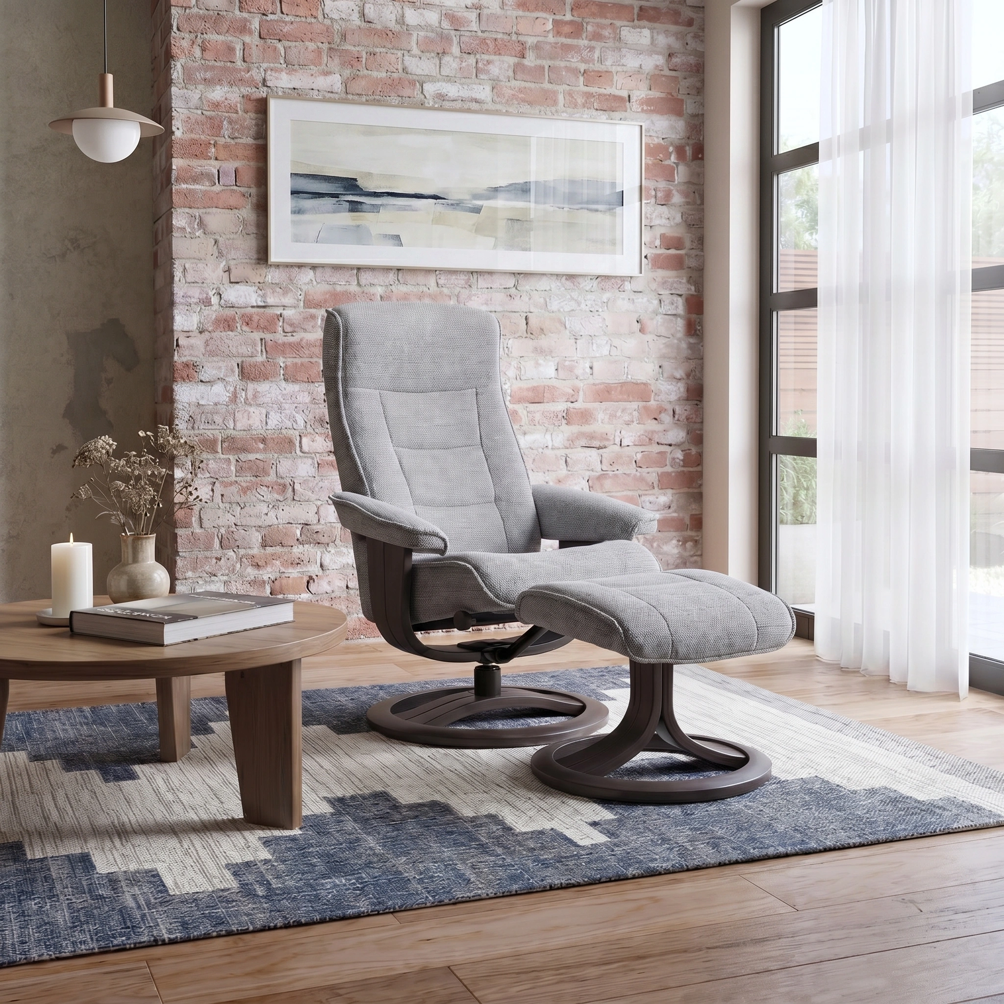 Bella Medium Recliner Chair & Footstool Stock