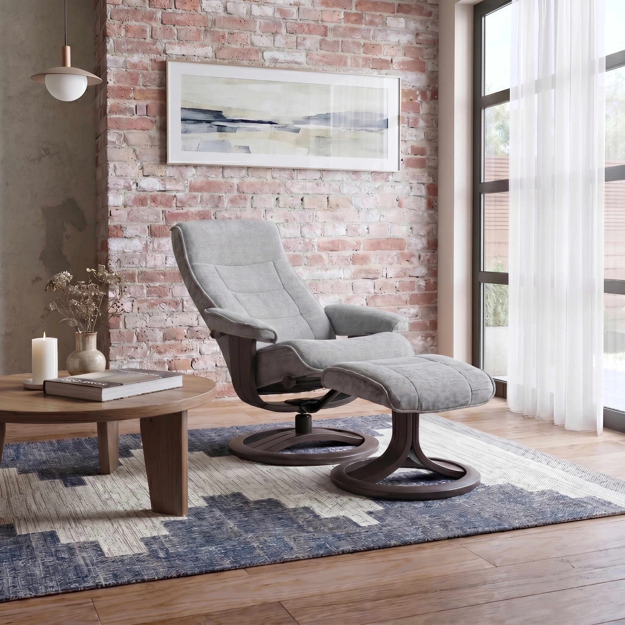 Bella Medium Recliner Chair & Footstool Stock