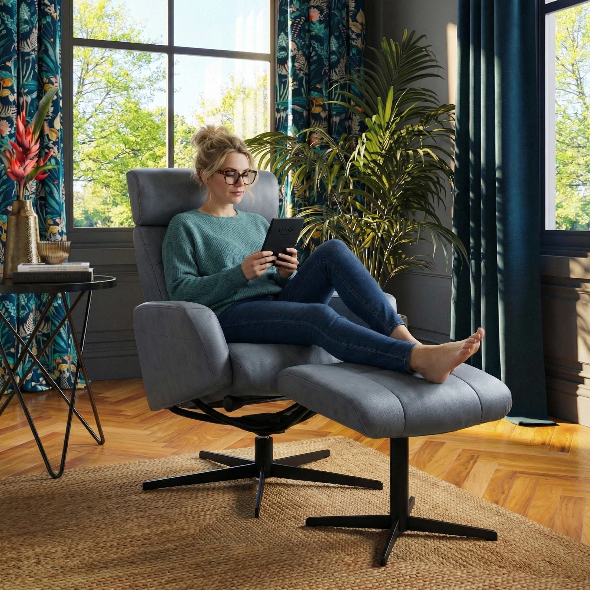 Dido Medium Recliner Chair & Footstool Stock