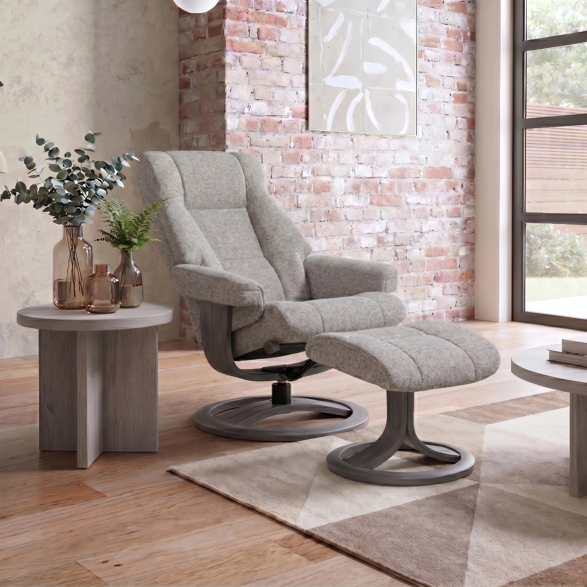 Clara Large Recliner Chair & Footstool Stock