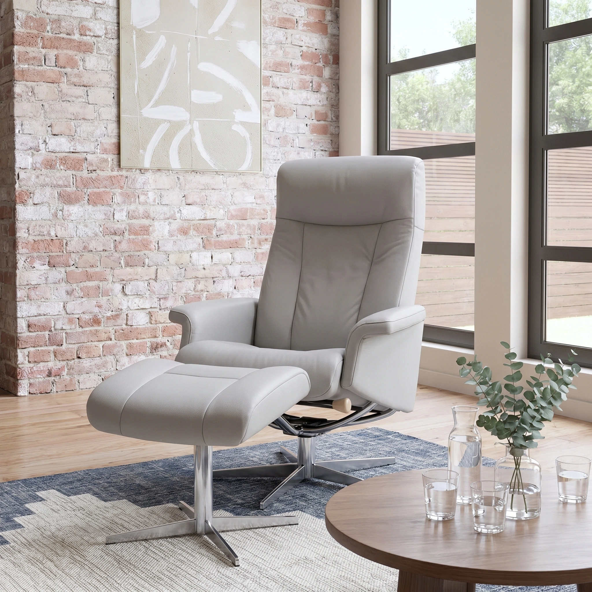Coco Large Recliner Chair & Footstool Stock
