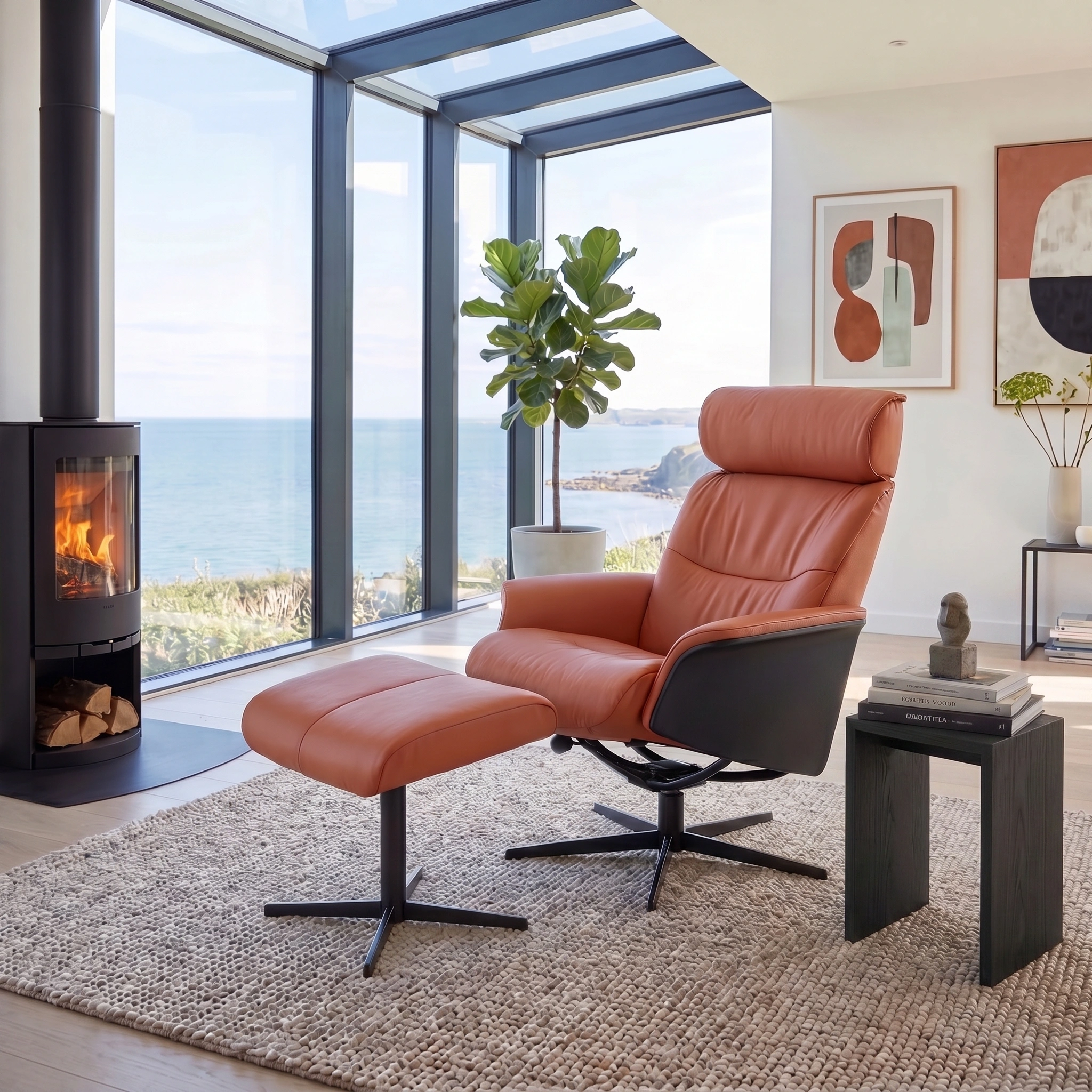 Kylo Medium Recliner Chair & Footstool Stock