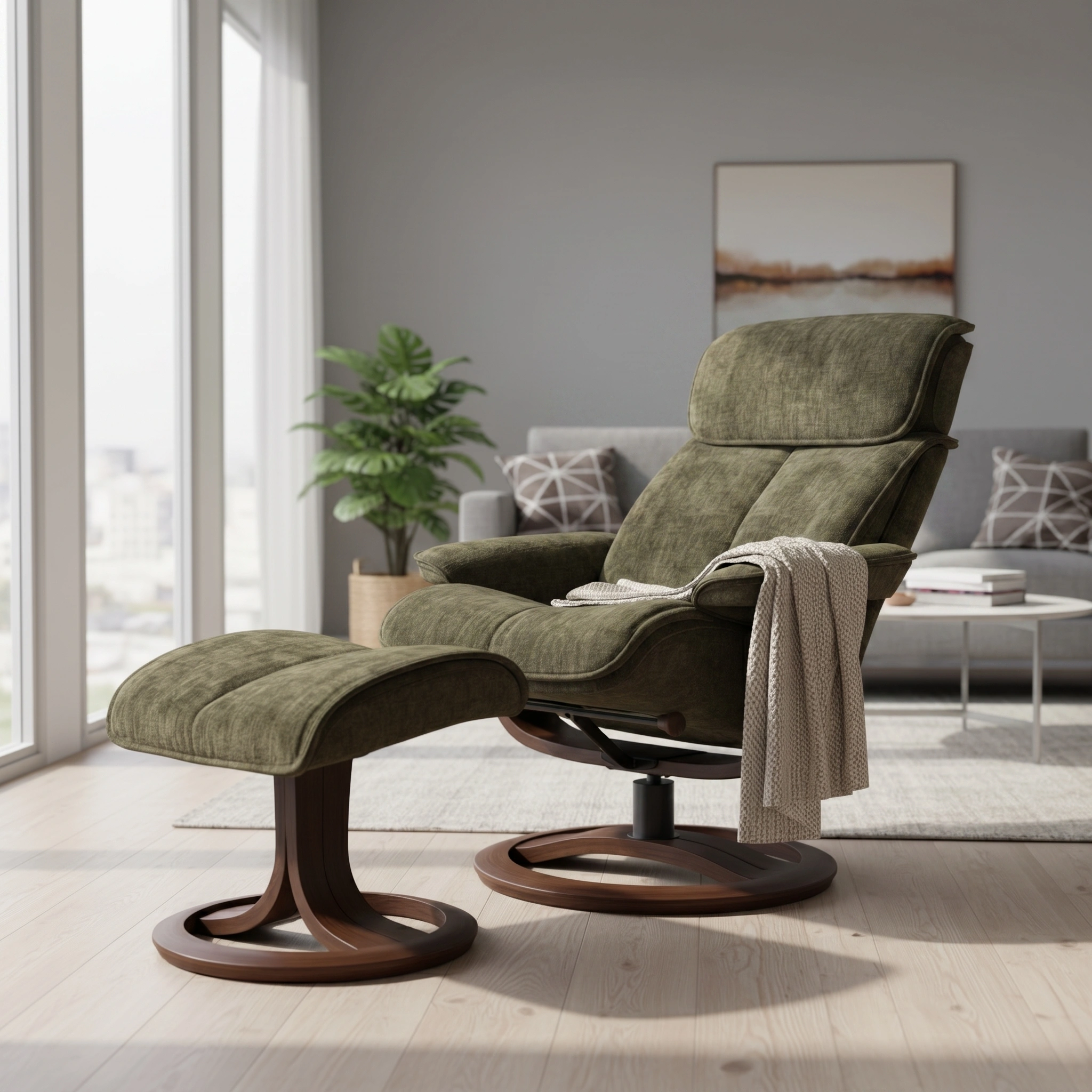 Sasha Medium Recliner Chair & Footstool Stock