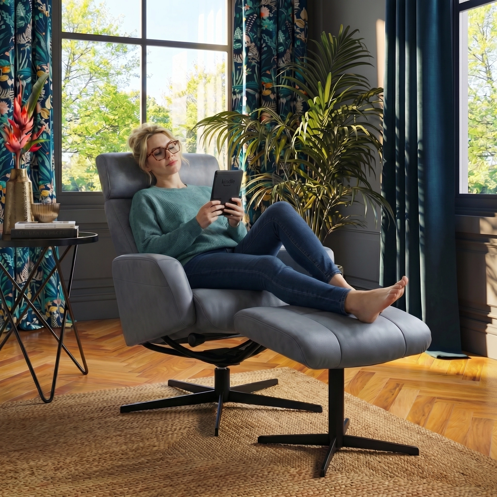 Dido Large Recliner Chair & Footstool Stock