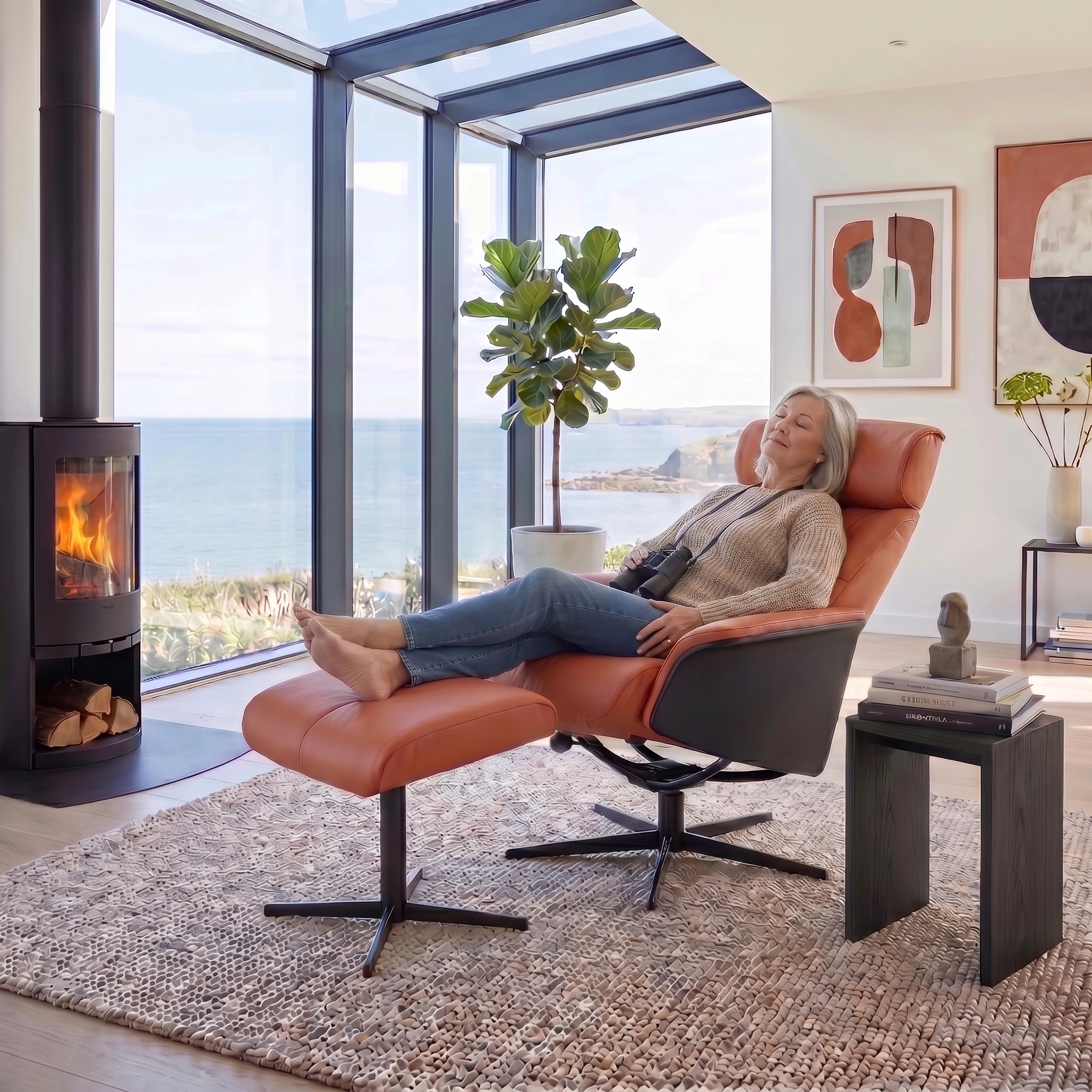 Kylo Medium Recliner Chair & Footstool Stock