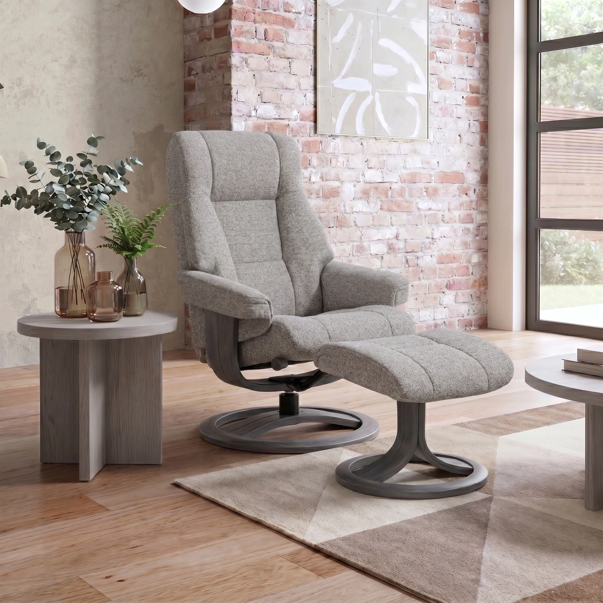 Clara Large Recliner Chair & Footstool Stock