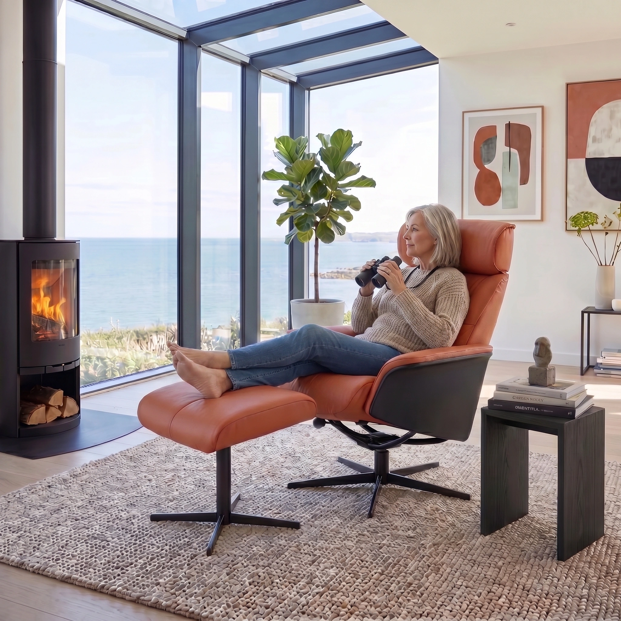 Kylo Medium Recliner Chair & Footstool Stock