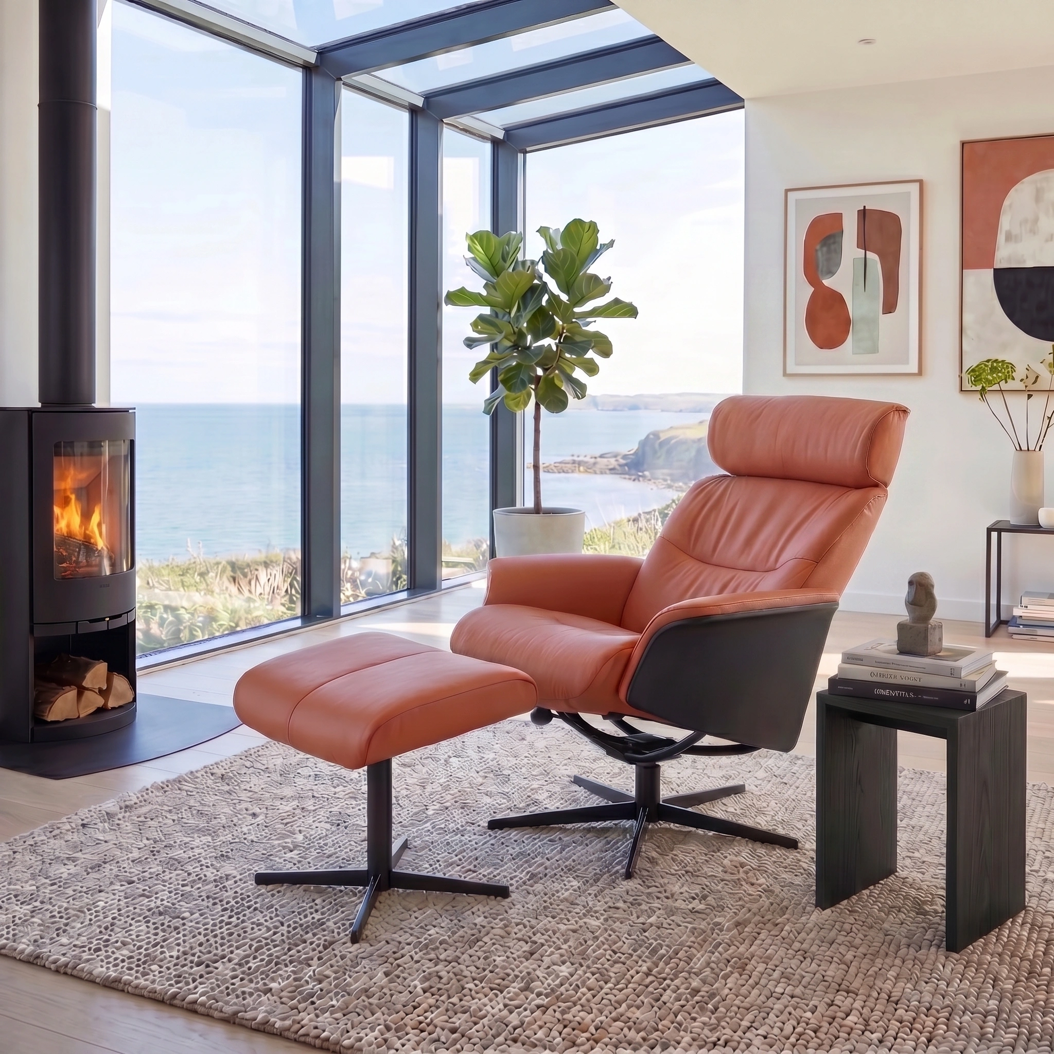 Kylo Medium Recliner Chair & Footstool Stock