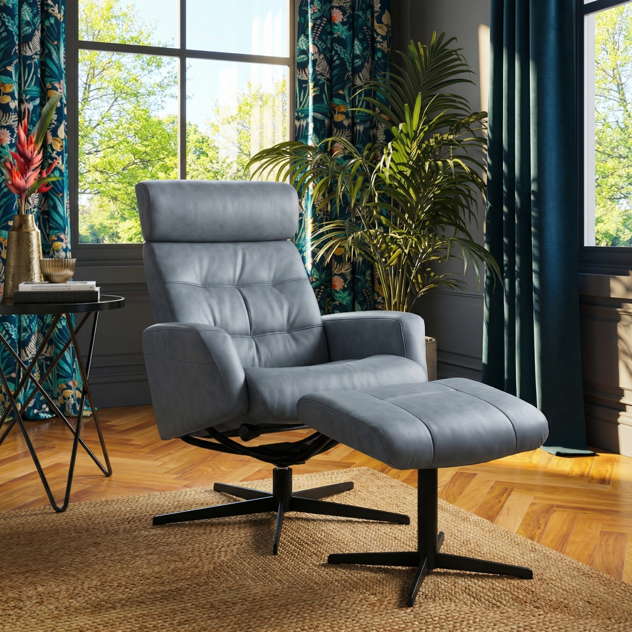 Dido Medium Recliner Chair & Footstool Stock