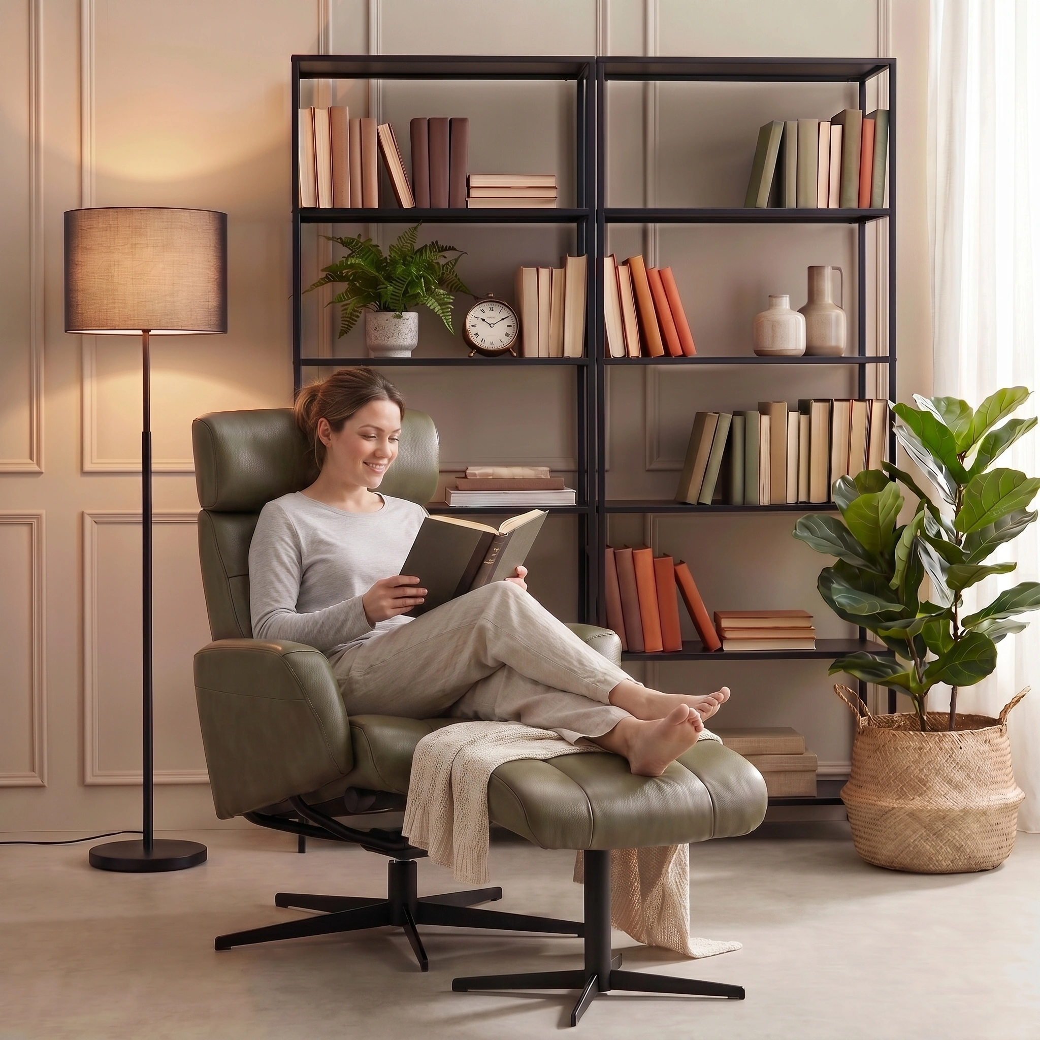 Dido Large Recliner Chair & Footstool Stock