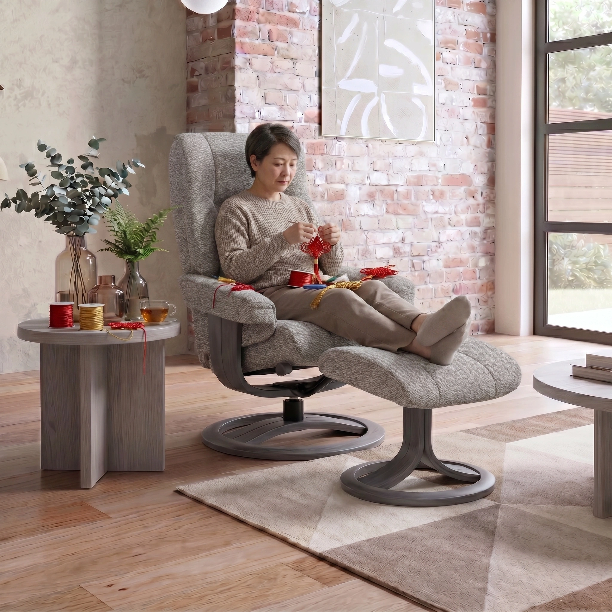 Clara Large Recliner Chair & Footstool Stock